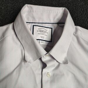 Charles Tyrwhitt White Blue Red Button Down Slim Fit No Iron Men's 17/35
